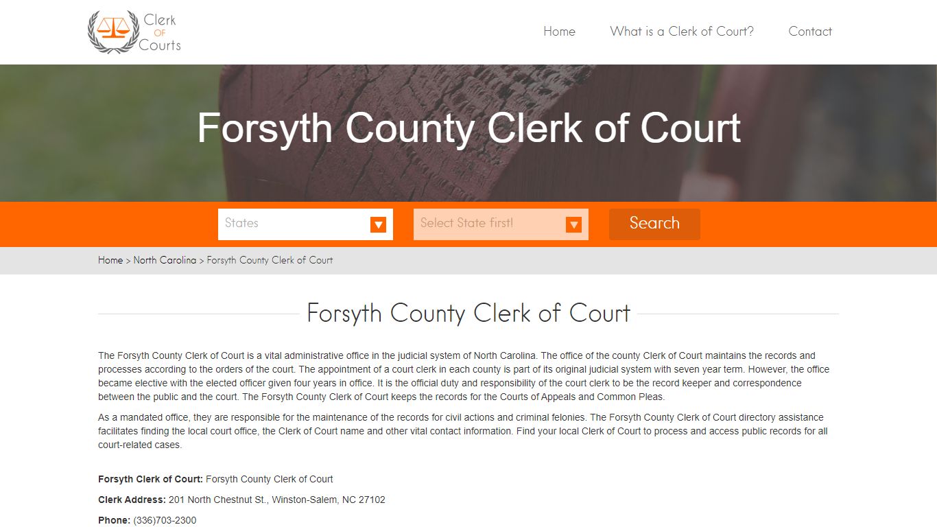 Find Your Forsyth County Clerk of Courts in NC - clerk-of ...